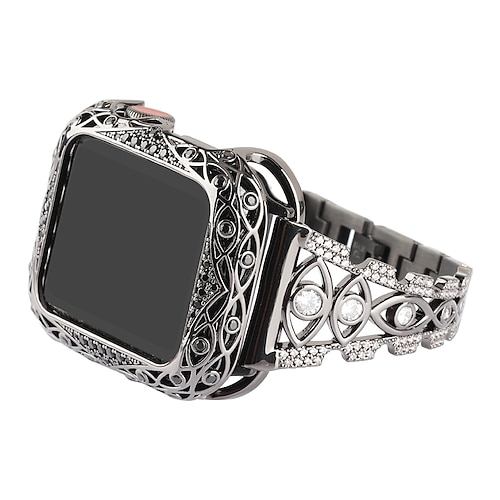 Schmuck Armband Kompatibel mit Apple Watch Armband 38mm 40mm 41mm 42mm 44mm 45mm 49mm Bling-Diamant Verstellbar Atmungsaktiv Edelstahl Strass Ersatzarmband für iwatch Ultra 2 Series 9 8 7 SE 6 5 4 3 Image