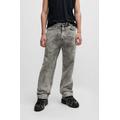 Loose-fit Jeans In Bleach-wash Black Rigid Denim