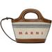 Brown & Beige Tropicalia Micro Leather Striped Tote