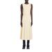 Naima Imitation Pearl Button Front Sleeveless Midi Dress