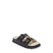 Faux Fur Lined Square Toe Slide Sandal