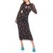 Janet Floral Cutout Long Sleeve Mesh Midi Dress