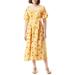 Irin Print Tie Waist Linen Blend Midi Dress