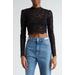 Long Sleeve Stretch Lace Crop Top