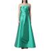 Bow Embellished Satin Evening Gown