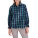 Olivia Blackwatch Plaid Smocked Cuff Cotton Blend Button-up Shirt