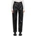 Black Benz Faux-leather Jeans