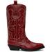 Red Mid Shaft Embroidered Western Boots