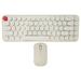 Wireless Keyboards Mouse Combos 68 Keys 2.4GHz Retro Typewriter Keyboard Optical Mouse for Laptop Beige