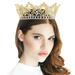 FRCOLOR Vintage Crystal Rhinestone Bridal Crown Bling Crystal Queen Tiara with Side Comb Glittering Jewelries Decoration for Wedding Engagement (Gold)