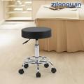 PU Leather Rolling Stool Swivel with Footrest Height Adjustable Stool for Office Salon Massage Spa Medical Tattoo Beauty Black