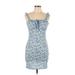 Shein Casual Dress - Mini: Blue Print Dresses - Women's Size Large