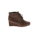 Dr. Scholl's Ankle Boots: Brown Print Shoes - Women's Size 8 - Round Toe