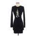 Forever 21 Casual Dress - Mini Plunge Long sleeves: Black Solid Dresses - Women's Size Small