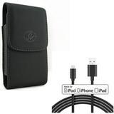 Case Belt Clip w MFi USB Cable for iPhone XS/X - Leather Holster Cover Pouch Vertical 10ft Certified Charger Cord Power Wire for iPhone XS/X