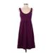 Ann Taylor LOFT Outlet Casual Dress - A-Line Scoop Neck Sleeveless: Purple Solid Dresses - Women's Size Small