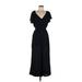 Shein Casual Dress - Midi V Neck Short sleeves: Black Solid Dresses - Women's Size 6