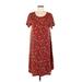 Lularoe Casual Dress - Shift Scoop Neck Short sleeves: Red Print Dresses - Women's Size Medium