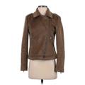 Banana Republic Factory Store Faux Leather Jacket: Short Brown Print Jackets & Outerwear - Women's Size X-Small