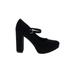 Eva & Zoe Heels: Pumps Chunky Heel Cocktail Black Print Shoes - Women's Size 7 1/2 - Round Toe