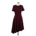 Black Halo Casual Dress - A-Line Crew Neck Short sleeves: Burgundy Print Dresses - Women's Size 8