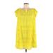 Topshop Casual Dress - Mini Tie Neck Short sleeves: Yellow Solid Dresses - Women's Size 6