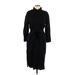 Banana Republic Factory Store Casual Dress - Midi High Neck 3/4 Sleeve: Black Solid Dresses - Women's Size Large Petite