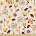 Ambesonne Floral Fabric by the Yard Meadow Flowers Spring Garden 5 Yards Champagne Maroon Orange