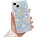 Compatible with iPhone 13 Case Cute Cartoon Floral Butterfly Design for Women Girls Aesthetic Kawaii Slim Soft TPU Transparent Cover for iPhone 13 6.1 inch(Blue)