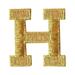 Alphabet Letter - H - Color Gold - 2 Block Style - Iron On Embroidered Applique Patch