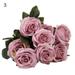 HEVIRGO Artificial Flowers for Decoration Simulation Flower Realistic Looking Eye-catching Faux Silk Flower 10 Heads Artificial Rose Flower for Home