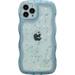 for iPhone 14 Pro Case 6.1 Curly Wave Edge Design Transparent Bling Glitter Star Shiny Case Cute Clear Transparent Full Protection Soft TPU Shockproof Phone Cover for Women Girls Blue