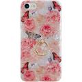 Compatible with iPhone SE Case 2022/2020 iPhone 8/ 7 Case 4.7 inch Flower Cute Fashion Cover for Women Girl 360 Degree Rotating Ring Kickstand Soft TPU Shockproof Rose Butterfly