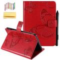 Kindle Paperwhite Case Allytech Embossed with Butterfly Folio Stand Wallet Case with Cards/Cash Holder for Kindle Paperwhite (Fits All-New 10th Generation 2018/ All Paperwhite Generations) Red