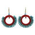 Beaded dangle earrings, 'Divinely Turquoise'