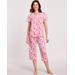 Blair Women's Floral-Print Capris Pajama Set - Pink - 2XL - Womens