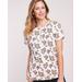 Blair Women's Print Short Sleeve Pointelle Henley Top - White - L - Misses