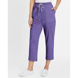 Blair Pull-On Knit Drawstring Sport Capris - Purple - LPS - Petite Short