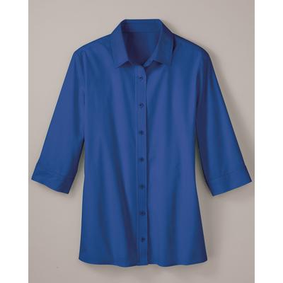 Blair Women's Haband Women’s 3/4-Sleeve Poplin Wonder Shirt - Blue - 3X - Womens