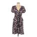 Torrid Casual Dress - A-Line V-Neck Short sleeves: Purple Leopard Print Dresses - Women's Size Large Plus