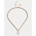 M&S Womens Gold Plated Fresh Water Pearl Chain Necklace, Gold
