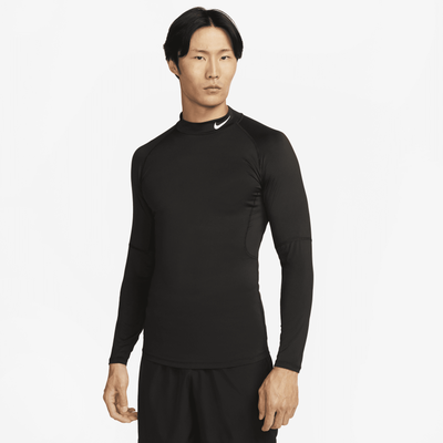 Nike Pro Men's Dri-FIT Fitness Mock-Neck Long-Sleeve Top - Black - Polyester/Elastane