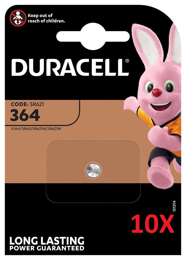 10x Duracell Uhrenbatterie D364 AgO 1,55V 20mAh Blister Image