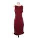 K Too Casual Dress - Sheath Crew Neck Sleeveless: Burgundy Solid Dresses - Women's Size Large