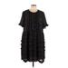 Topshop Casual Dress - A-Line High Neck Short sleeves: Black Dresses - Women's Size 10
