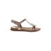 Fashion Sandals: Silver Solid Shoes - Women's Size 37 - Open Toe