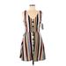 BCX Casual Dress - A-Line Scoop Neck Sleeveless: Tan Stripes Dresses - New - Women's Size Medium