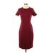 Brooks Brothers Casual Dress - Sheath Crew Neck Short sleeves: Burgundy Solid Dresses - Women's Size 2