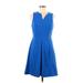 Cynthia Rowley TJX Casual Dress - A-Line V-Neck Sleeveless: Blue Solid Dresses - Women's Size Medium