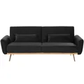 Beliani Modern Velvet Sofa Bed Black Eina